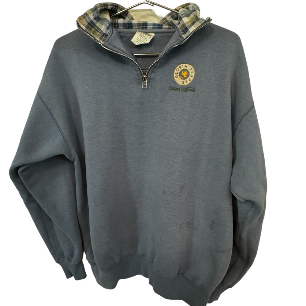 Vintage Gloria Ferrer Winery Employee Sonoma California 1/4 Zip Blue Sweatshirt